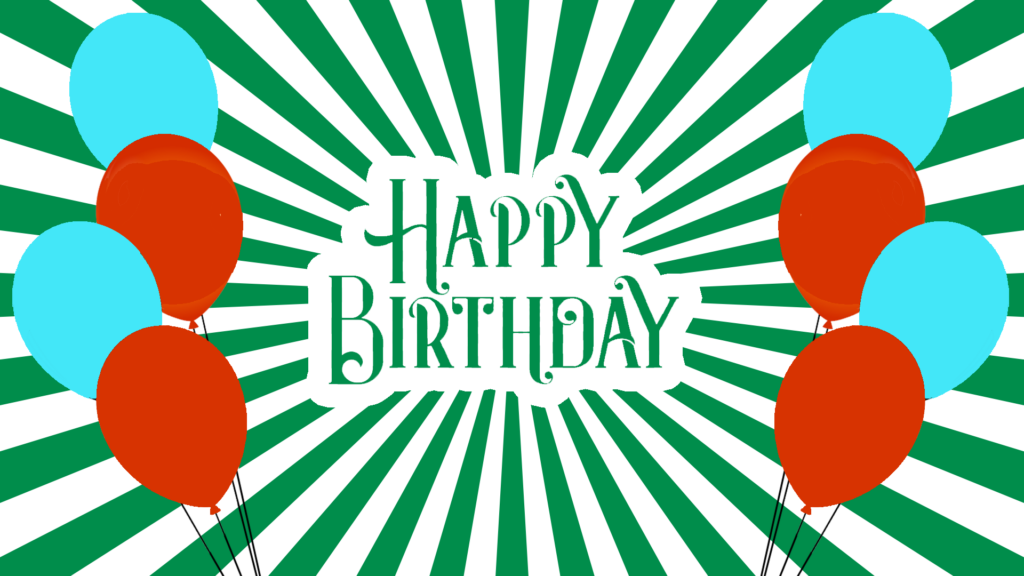 Festive Happy Birthday Wallpaper with Cheerful Balloons & Stripes