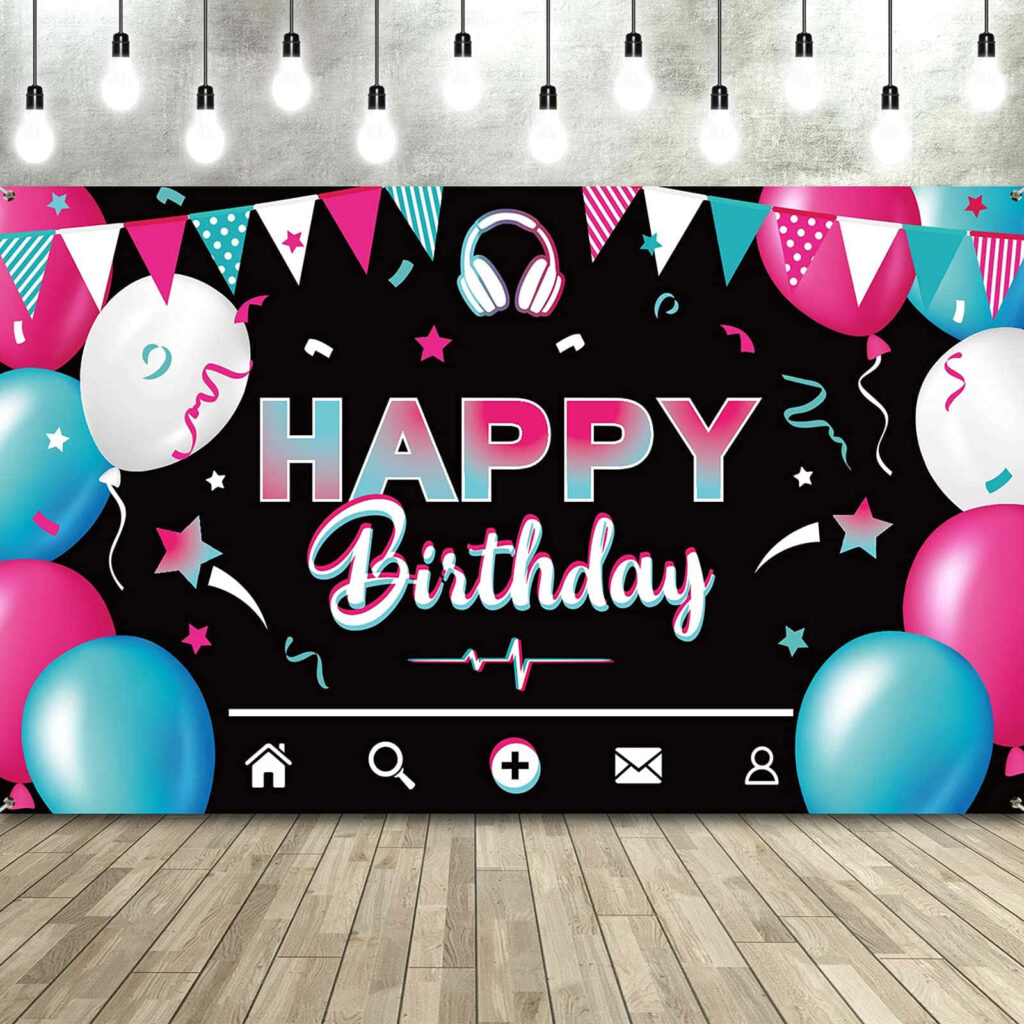 Festive Happy Birthday Wallpaper: Colorful Party Decor Background