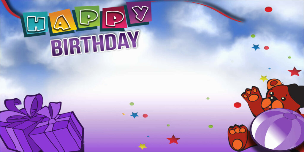 Festive Happy Birthday Wallpaper with Teddy Bear & Colorful Decor