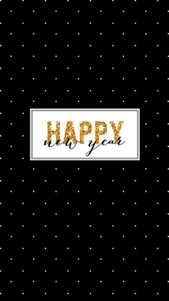 Festive Happy New Year iPhone Wallpaper: Glittery Gold & Black Design
