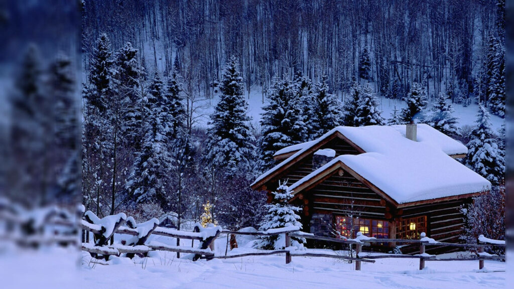 Frosty Haven: A Picture-Perfect Winter Wonderland Desktop Background Wallpaper