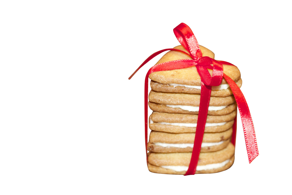Heart-Shaped Cookies with Red Ribbon: Festive Wallpaper Background