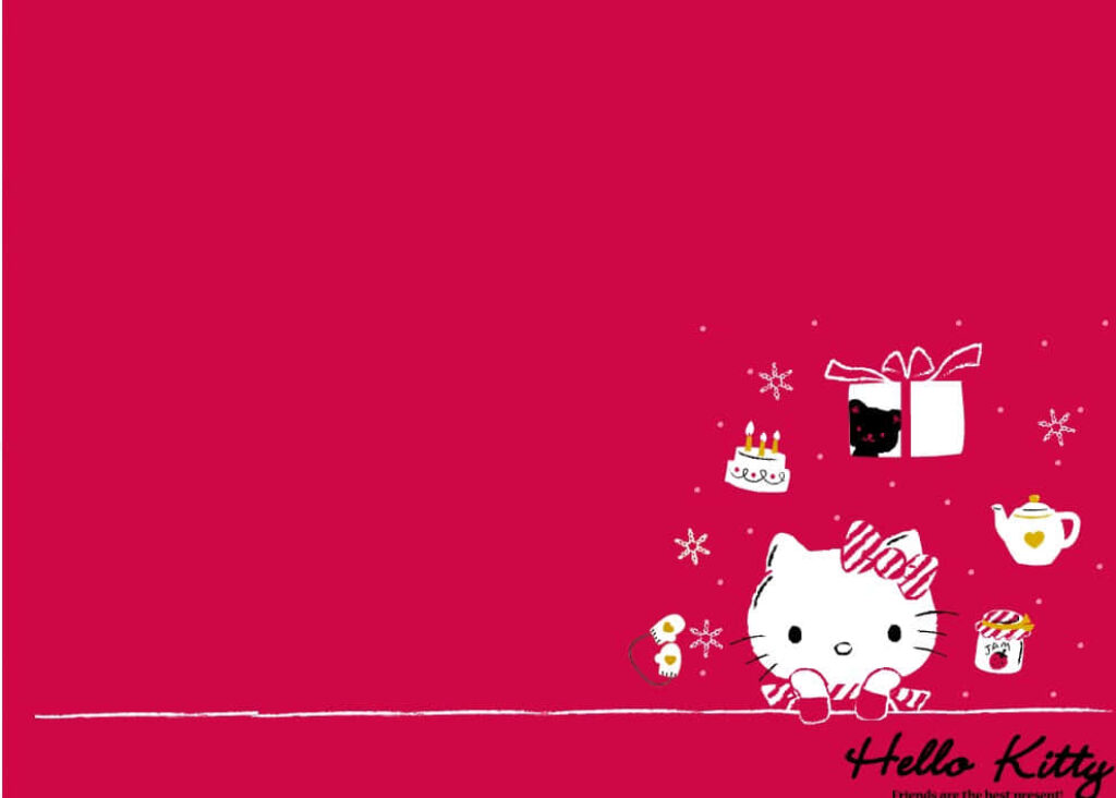 Hello Kitty Christmas Wallpaper on Vibrant Red Background