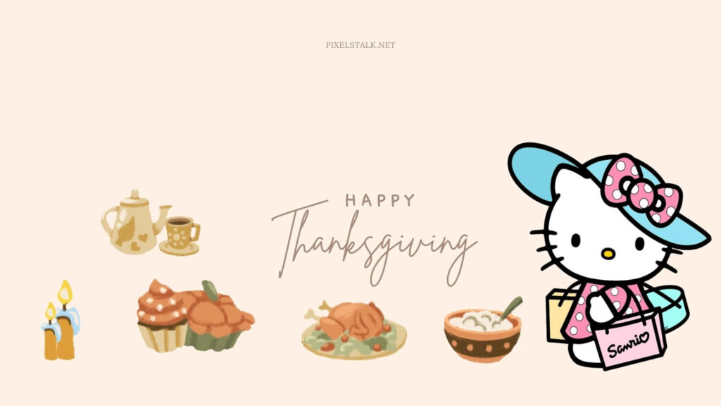 Festive Hello Kitty Thanksgiving Wallpaper: Turkeys, Pumpkins & Cheer!