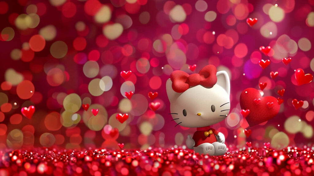 Hello Kitty Valentine's Wallpaper: Romantic Hearts & Bokeh Background