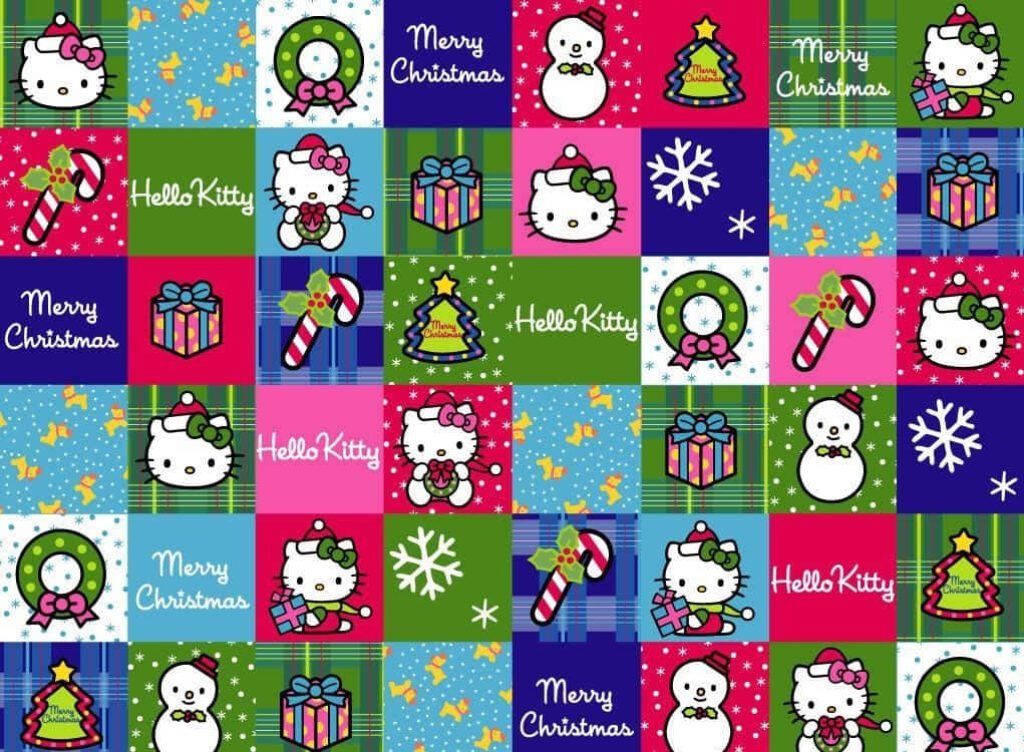 Festive Hello Kitty Wallpaper: Cheerful Holiday Spirit Background