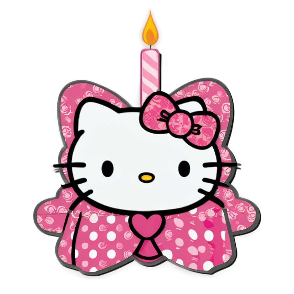 Festive Hello Kitty Wallpaper with Birthday Candle & Cheerful Background