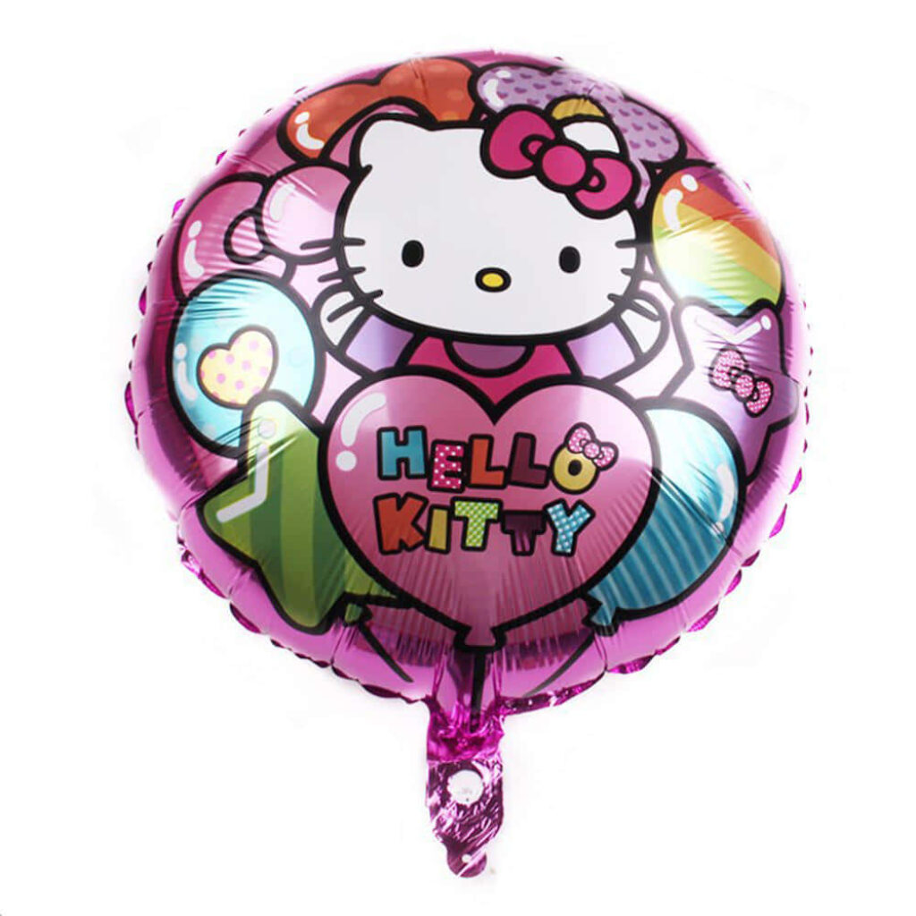Festive Hello Kitty Wallpaper with Colorful Hearts & Stars Background