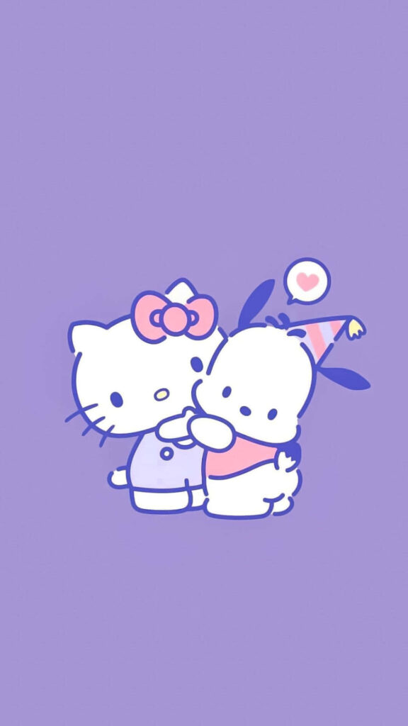 Festive Hello Kitty Wallpaper: Cute Illustration on Purple Background