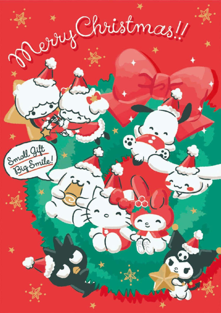 Festive Sanrio Characters Holiday Wallpaper with Hello Kitty & Cheer