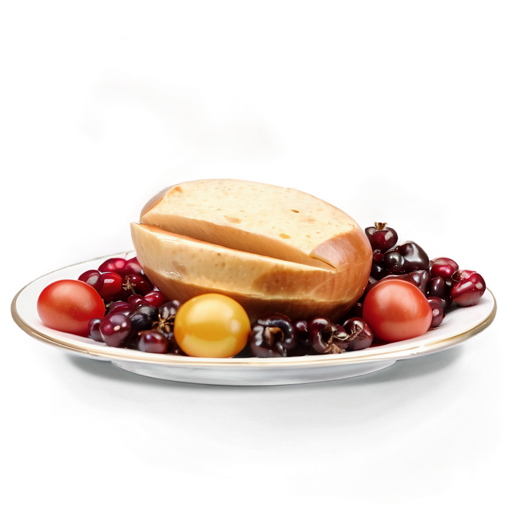 Festive Holiday Wallpaper: Delicious Bread Loaf with Cherries & Tomatoes