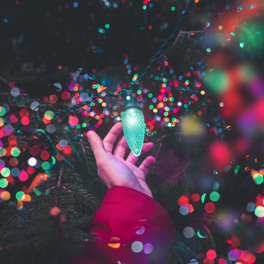 Festive Holiday Wallpaper: Vibrant Lights & Magical Atmosphere