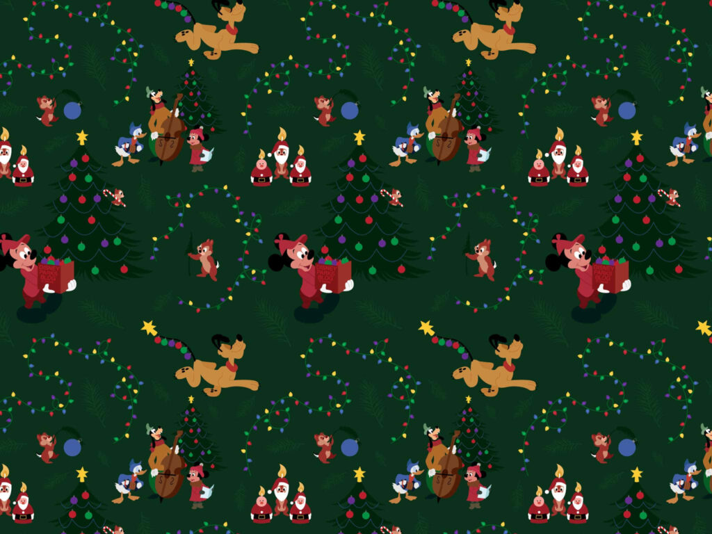 Festive Cartoon Characters Celebrate the Holiday Season Wallpaper