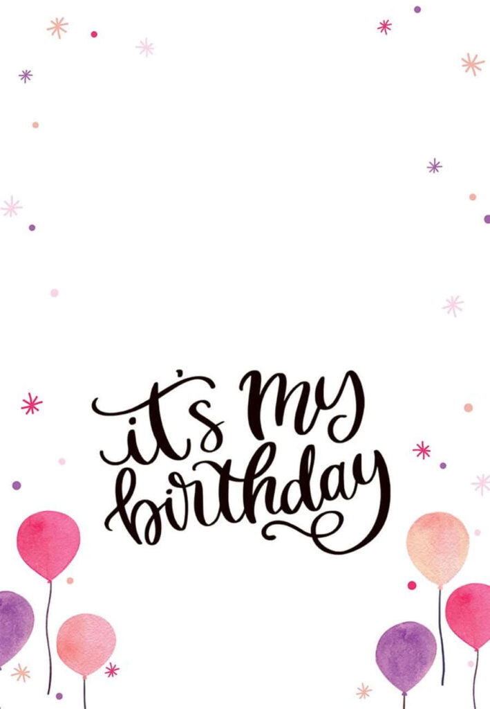 Elegant It's My Birthday Wallpaper with Balloons & Confetti Background
