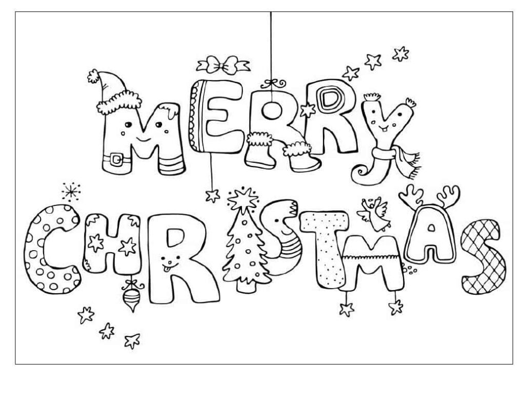 Festive Merry Christmas Coloring Wallpaper with Holiday Cheer