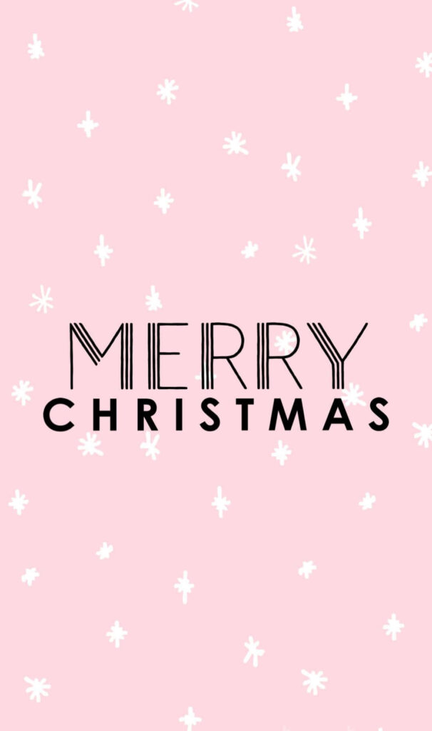 Festive Merry Christmas Wallpaper: Cute Black Text on Soft Pink