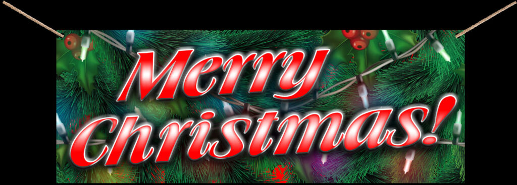 Festive Merry Christmas Wallpaper with Holly and Lights Background