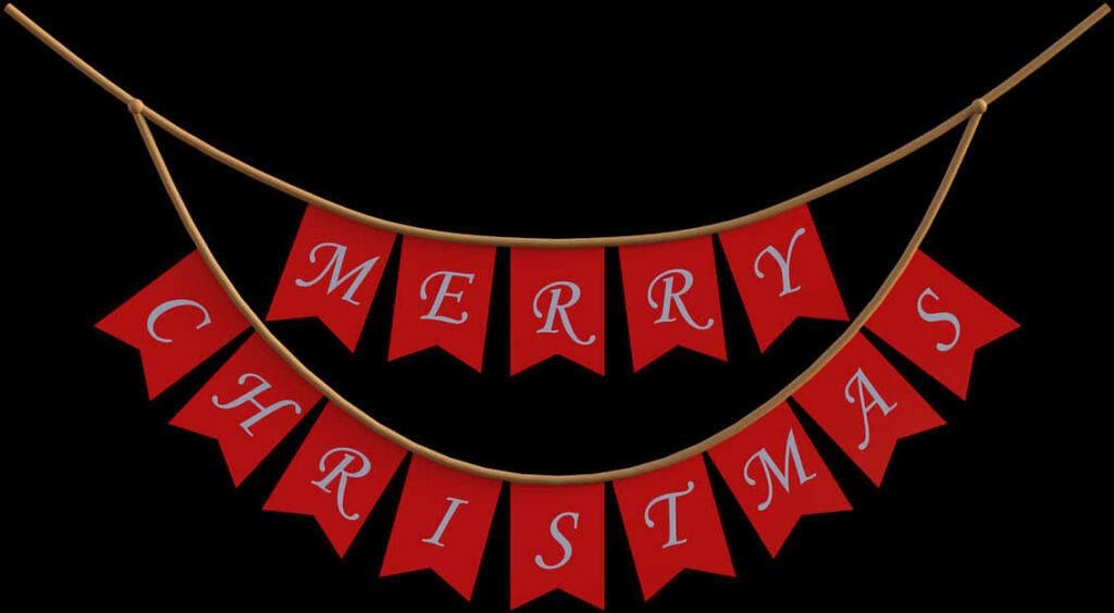 Festive Merry Christmas Banner with Red Flags & White Lettering Wallpaper