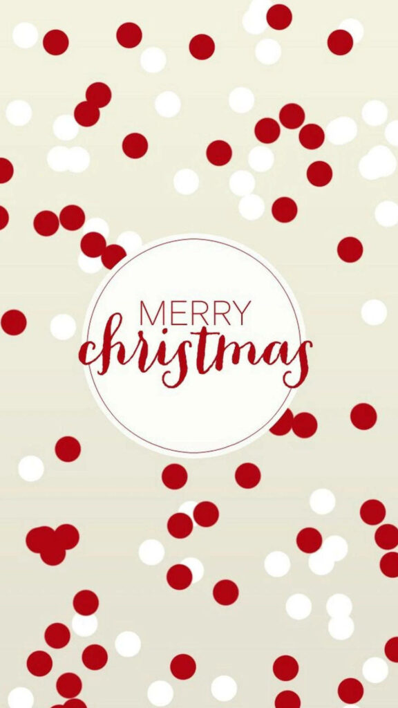 Festive Merry Christmas Wallpaper with Red & White Dots Design