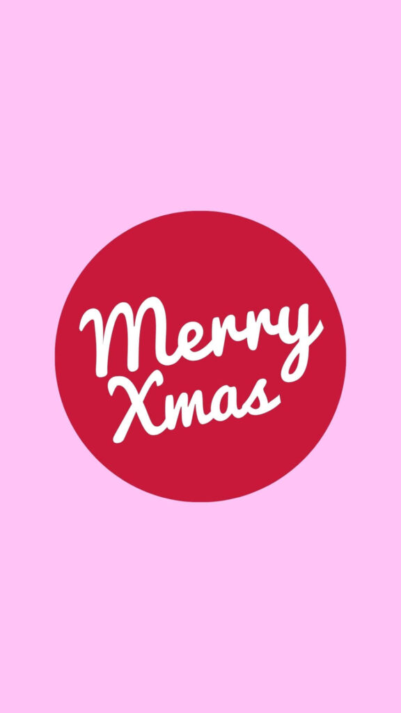 Festive Merry Xmas Wallpaper: Red Script on Pink Background Design