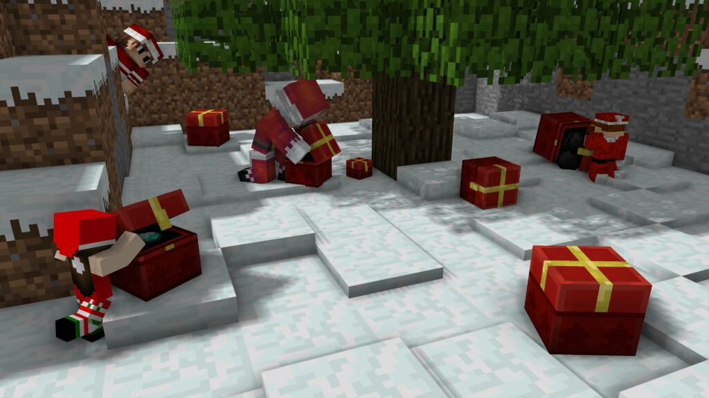 Festive Minecraft Wallpaper: Santa Characters & Christmas Cheer