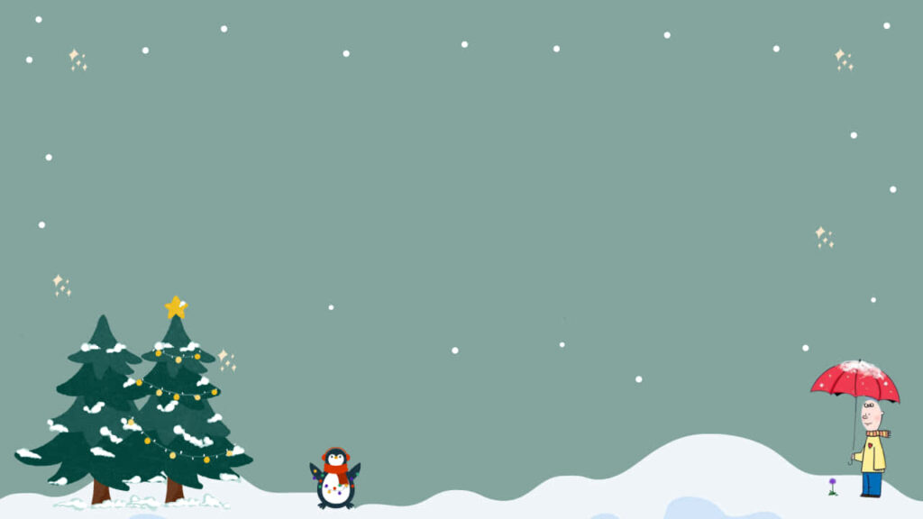 Festive Minimalist Christmas Wallpaper: Snowy Landscape & Cheerful Scene