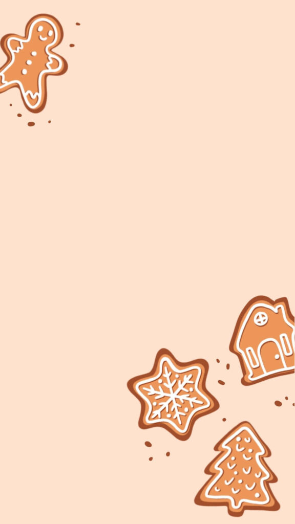 Charming Gingerbread Cookies Minimalist Wallpaper for Festive Cheer