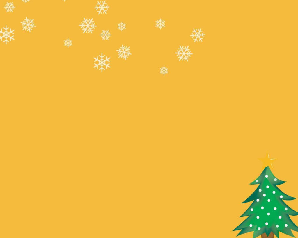 Cheerful Yellow Christmas PowerPoint Background with Snowflakes Wallpaper