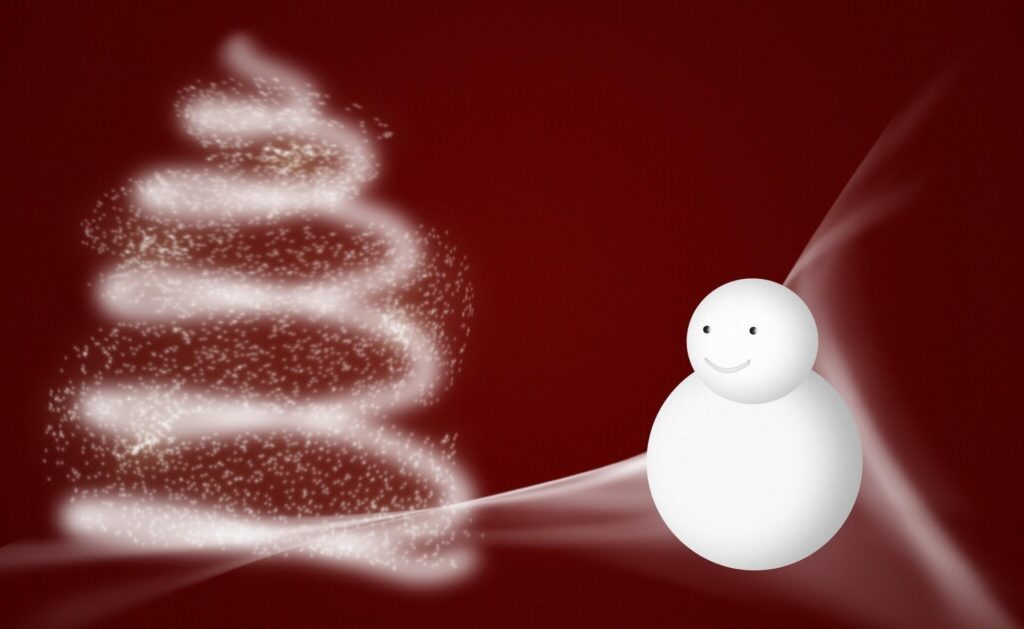 Festive Minimalist Snowman Wallpaper with Abstract Christmas Tree