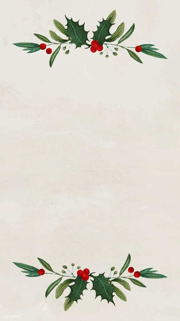 Elegant Mistletoe Phone Wallpaper - Festive Cream Background