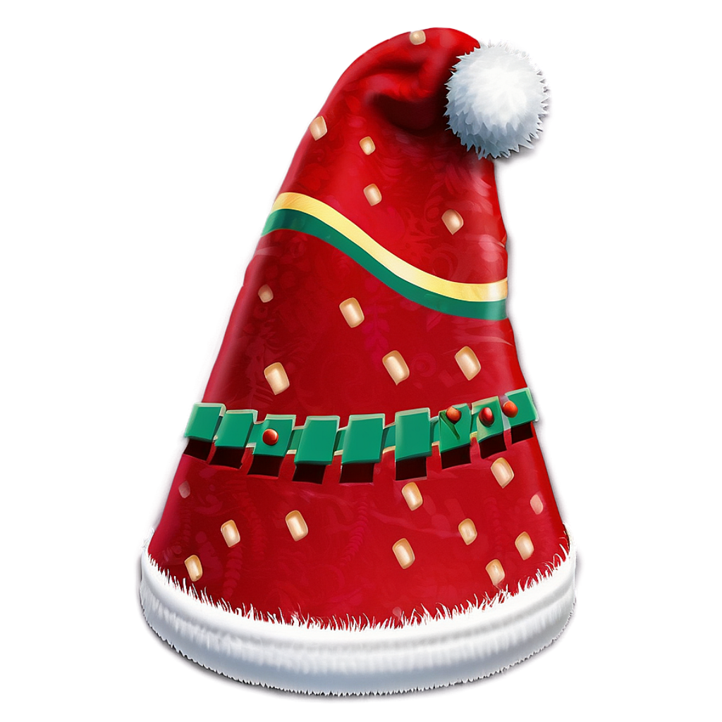 Modern Christmas Hat Wallpaper with Fuzzy Pom-Pom & Green Gold Accents