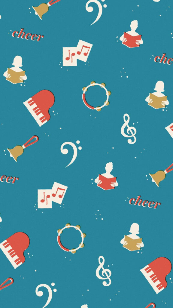 Festive Musical Christmas Wallpaper with Singers & Notes Design