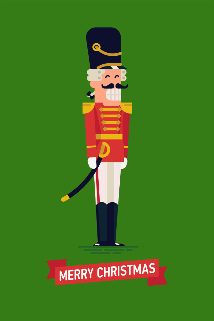 Whimsical Nutcracker Holiday Wallpaper with Merry Christmas Banner