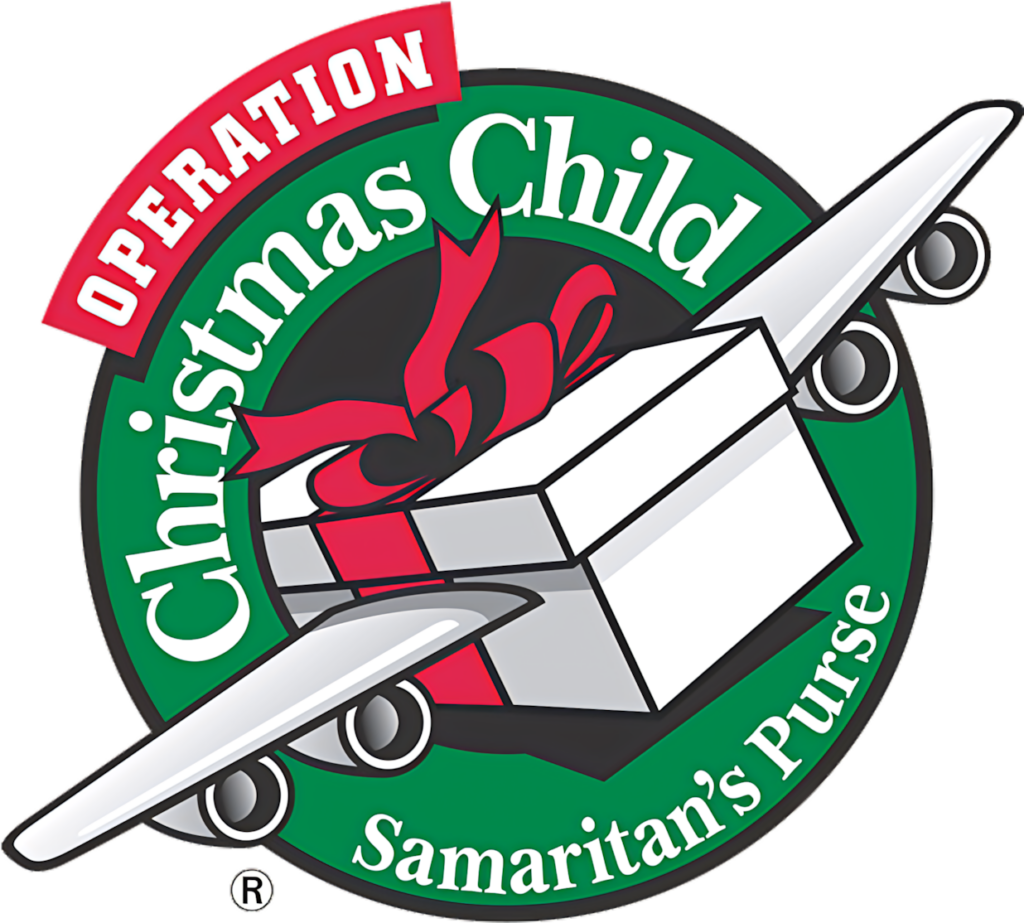 Operation Christmas Child Logo on Festive Green Wallpaper