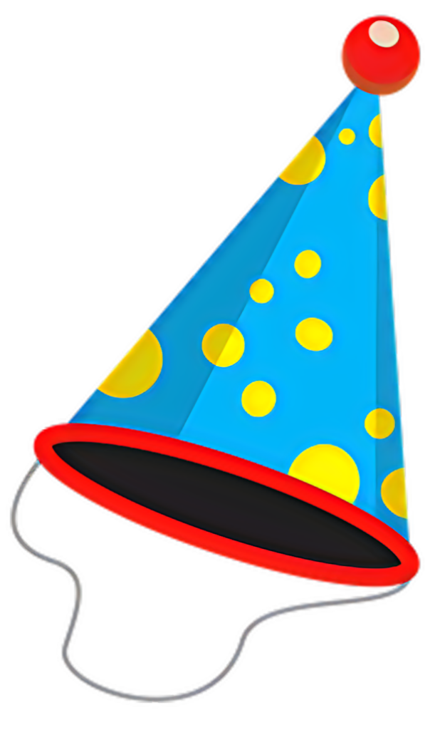 Cheerful Party Hat with Red Pompom on Blue Polka Dot Background Wallpaper