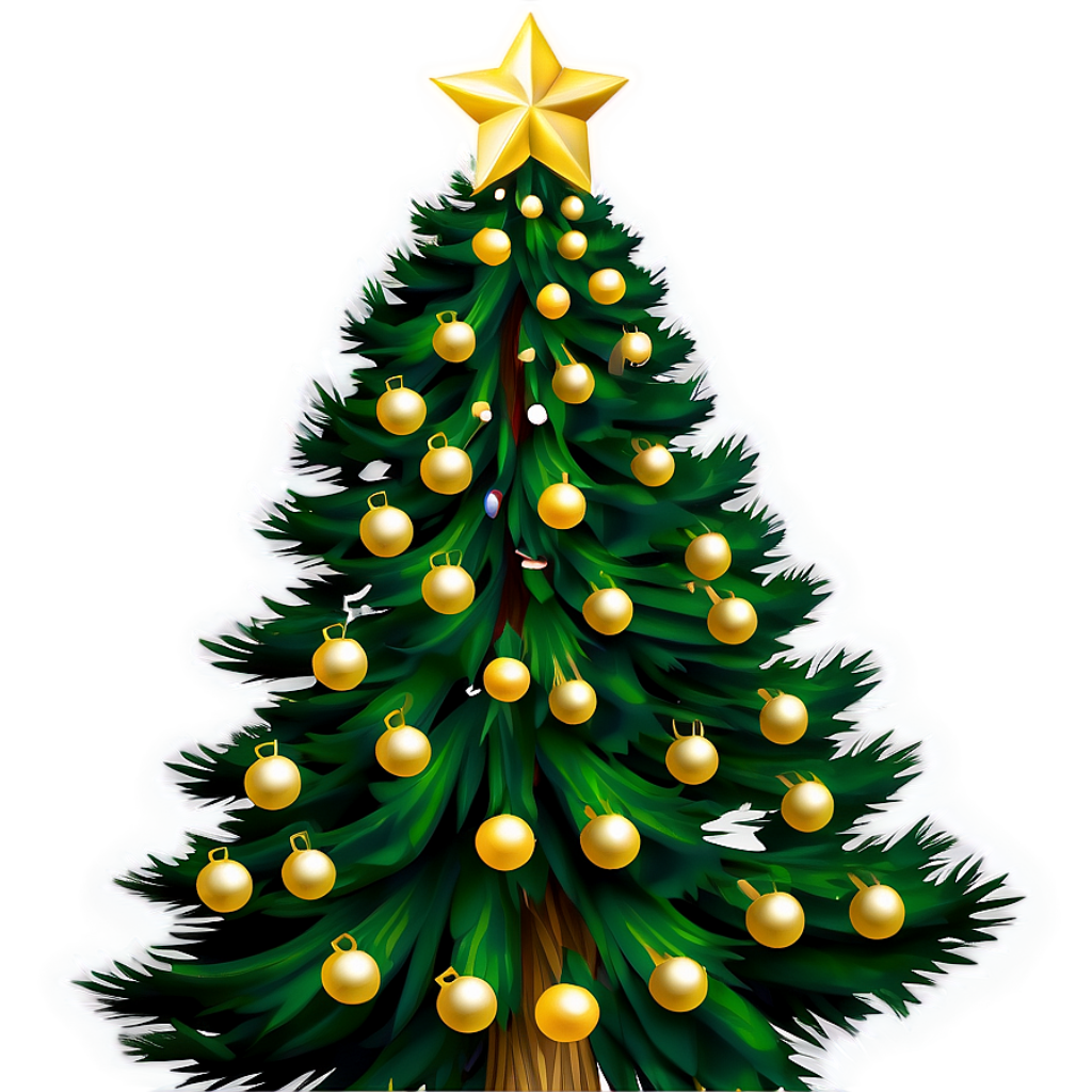 Festive Pine Christmas Tree Wallpaper with Golden Ornaments & Star
