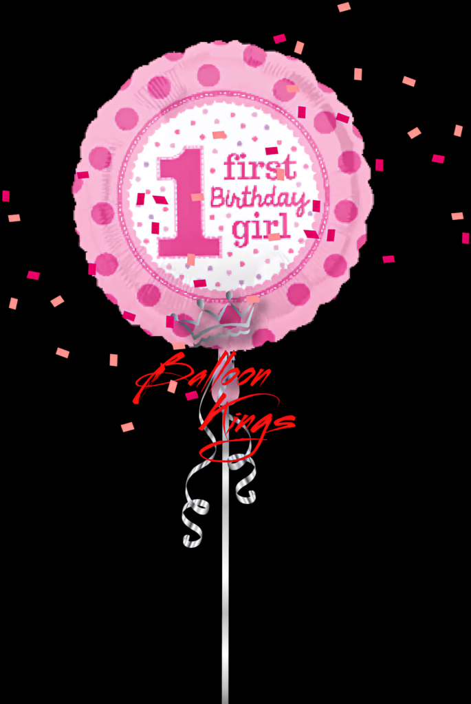 Festive Pink Polka Dot Balloon Wallpaper for First Birthday Girl