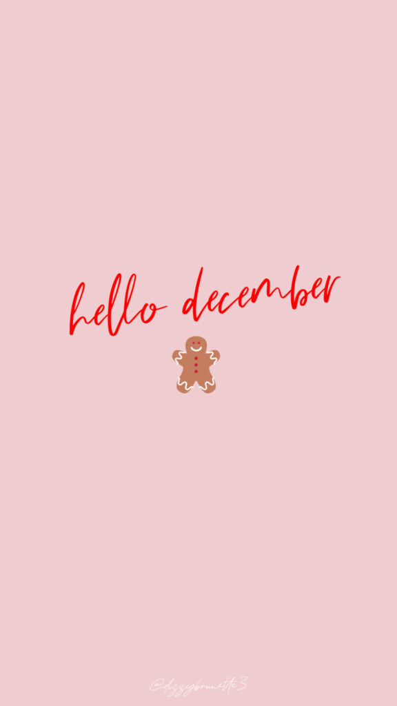 Soft Pink December Wallpaper: Festive Hello with Gingerbread Man