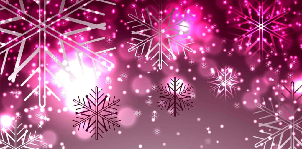 Festive Pink Snowflake Wallpaper for a Cheerful Christmas Atmosphere