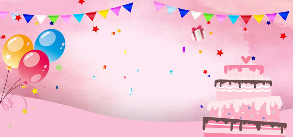 Joyful Pink Wallpaper with Balloons, Cake & Festive Party Decor