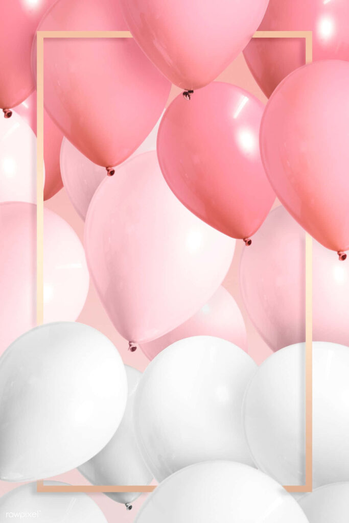 Cheerful Pink & White Balloon Wallpaper for Festive Celebrations