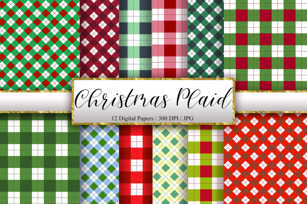 Classic Christmas Plaid Wallpaper: Rich Reds, Greens & Navy Background