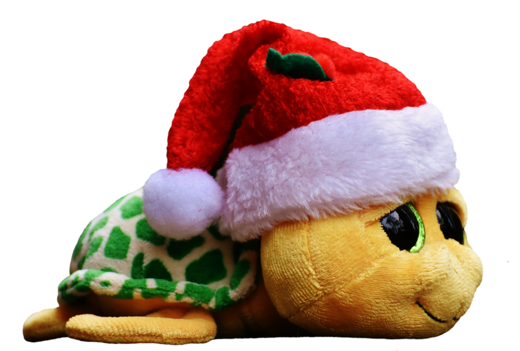 Festive Santa Hat Turtle Plush: Joyful Holiday Decor Wallpaper