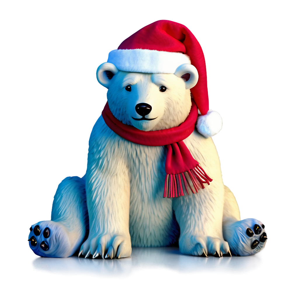 Cheerful Polar Bear in Santa Hat - Festive Holiday Wallpaper