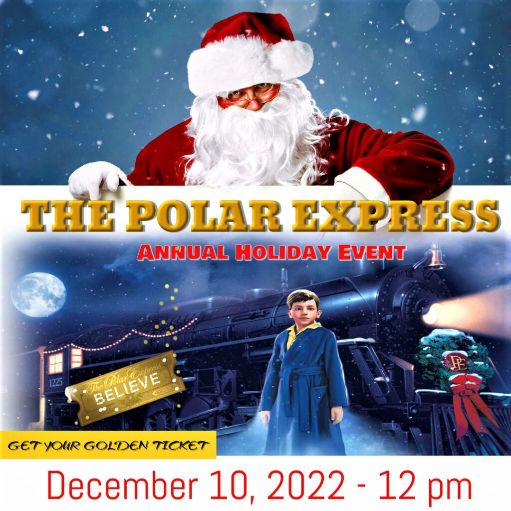 Festive Polar Express Wallpaper: Holiday Event Poster with Santa