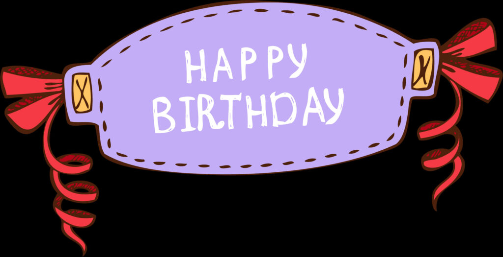 Festive Purple Birthday Banner with Red Ribbons & Bows Wallpaper