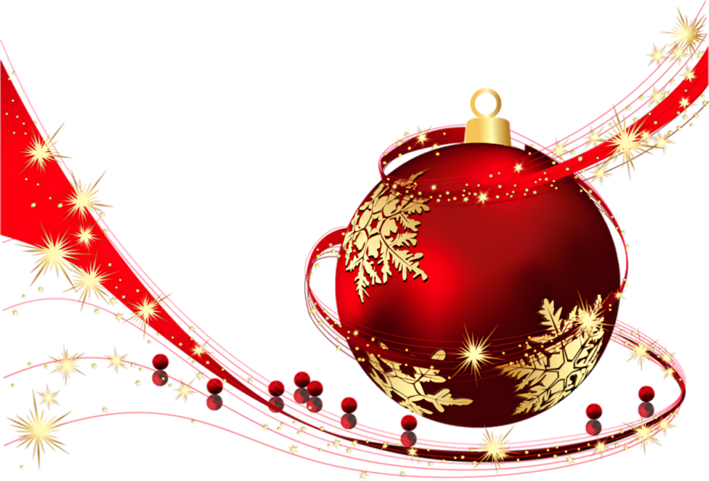 Festive Red Christmas Ball with Gold Decor - Cheerful Holiday Background Wallpaper