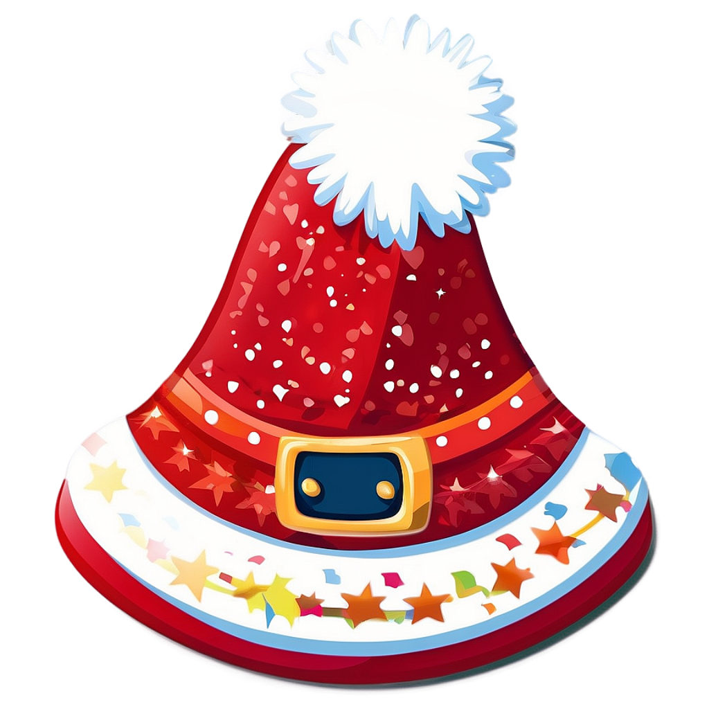 Festive Red Christmas Hat Wallpaper with Confetti & Gold Buckle