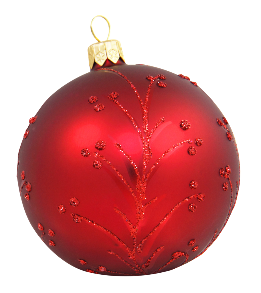 Festive Red Christmas Ornament Wallpaper with Glittering Decor