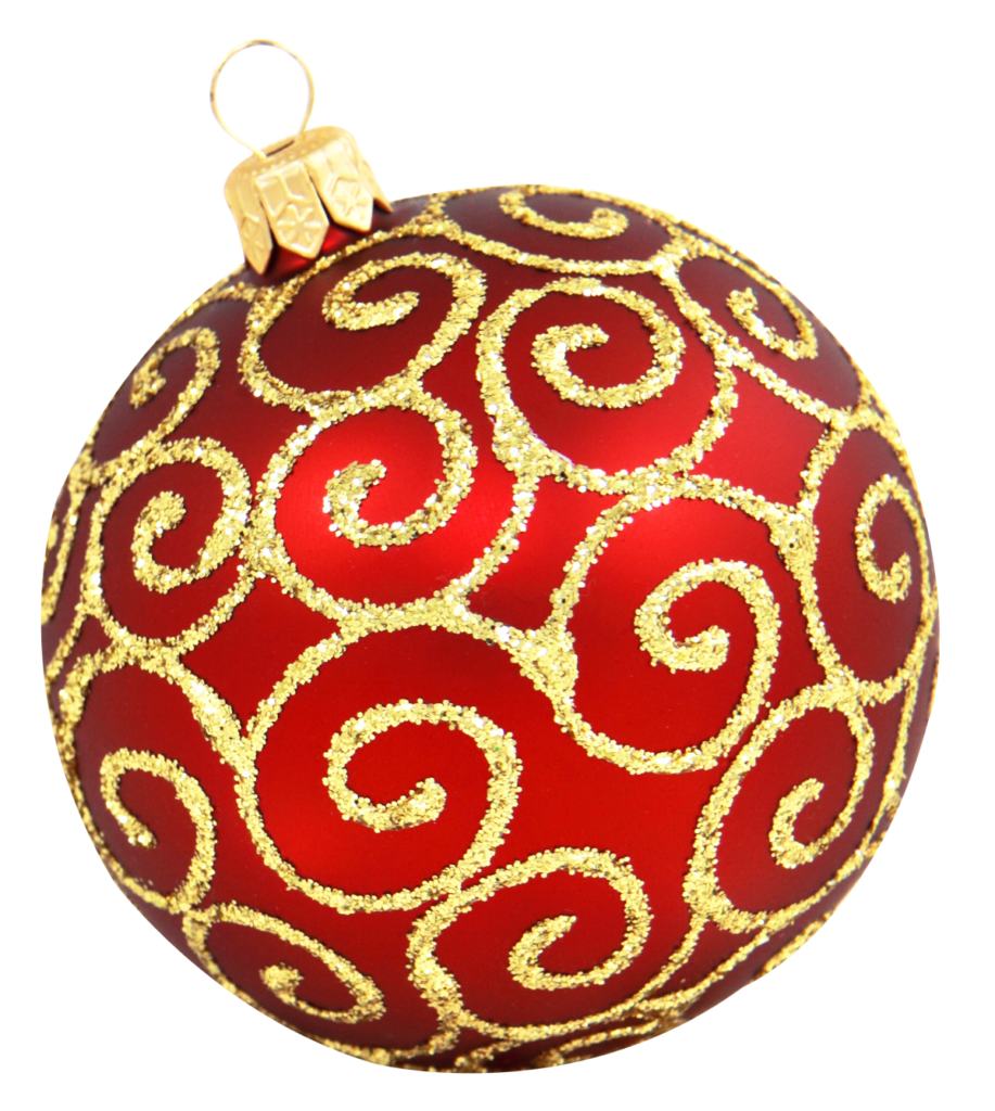 Festive Red Christmas Ornament Wallpaper with Elegant Gold Swirls